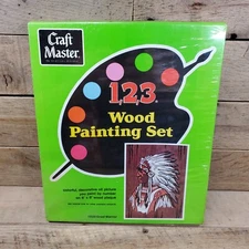 Craft Master 1,2,3 Wood Painting Set 1052 Great Warrior 6X8 VTG New Sealed