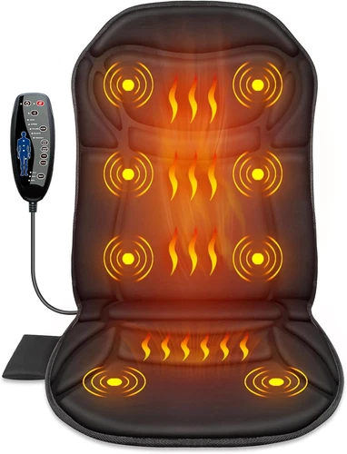 Back Massager Chair Pad,Massage Seat Cushion, Back Massage with Heat, 4 Vibratio