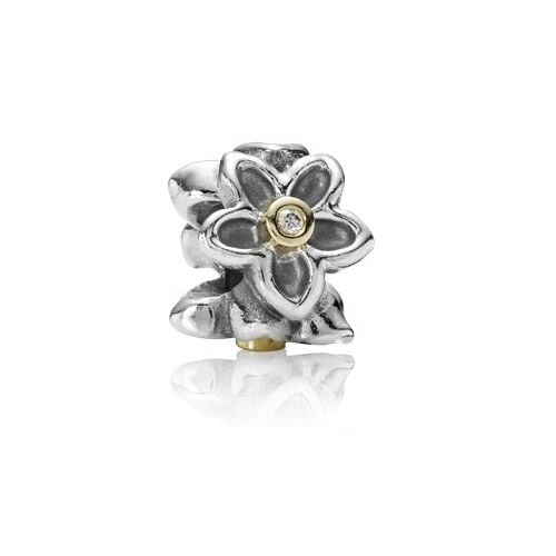 AUTHENTIC PANDORA 790541D TWO TONE HAWTHORN CHARM DIAMOND SILVER 14K BRAND NEW