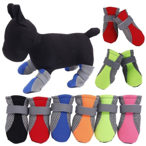 4 Pcs Nonslip Dog Mesh Boots Reflective Puppy Shoes Breathable Dog Paw Protector - Picture 1 of 14