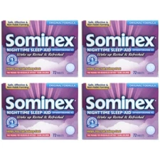 4 Pack Sominex Nighttime Sleep Aid Original Formula 72 Count Each