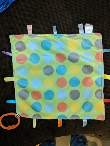 Taggies Manhattan Toy Company Lovey Green Polka Dots Minky Blue Taggie Security - Picture 5 of 7