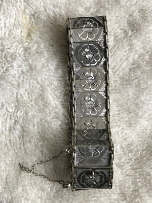 Silber Armband 16 cm lang 18mm breit wunderschön hat 28 Glieder graviert