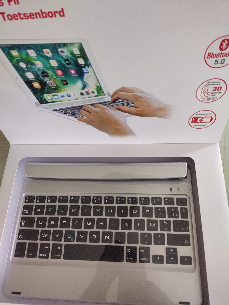 Clavier Sans Fil Bluetooth 5.0 ITWORKS Pour IPad Et Box TV - Azerty Français, Couleur Argenté