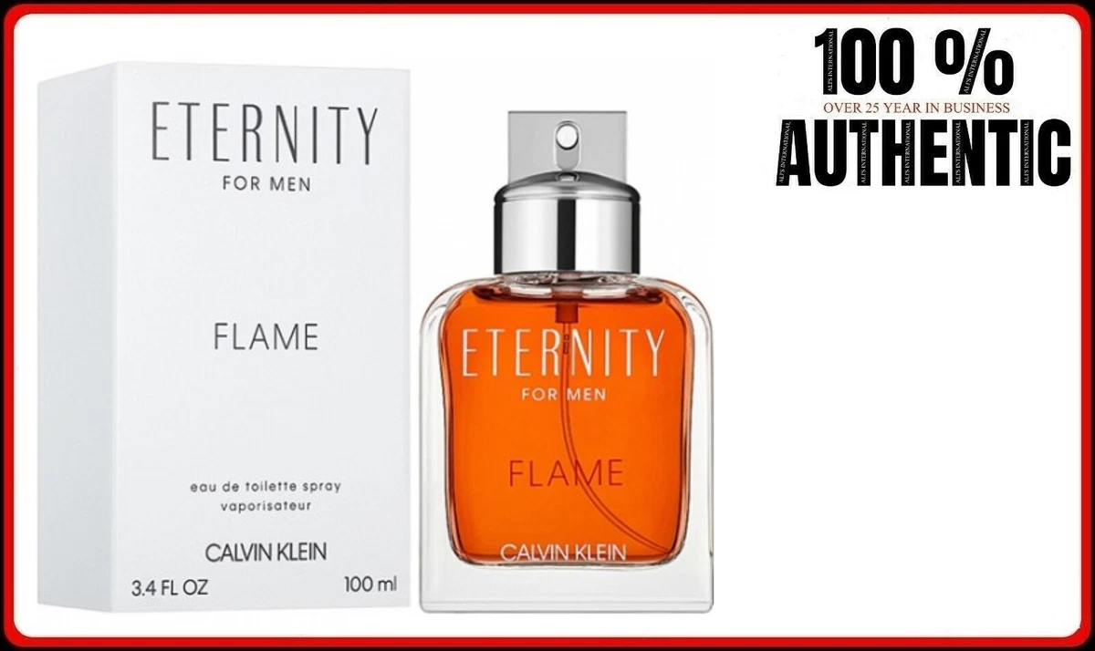 Eternity Flame Men Calvin Klein 3.4 oz Eau De Toilette Men's Spray White  Tstr | eBay