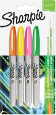 Sharpie Permanent Markers Fine Point Assorted Neon Colours 4 Count