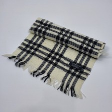 Burberry Schal Beige Kariert Lammwolle Unisex 100% Lammwolle Made In England