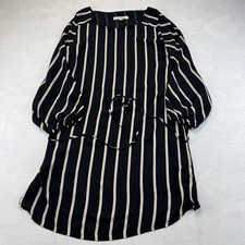 LOFT Women’s Striped Shift Dress Size S Black White Tie Waist
