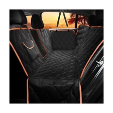 Waterproof Dog Car Seat Cover, Black with Orange Trim, Universal Si... Fast Ship