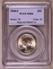 1944-S Washington Quarter PCGS MS66 ***RARE BLAST WHITE COIN***