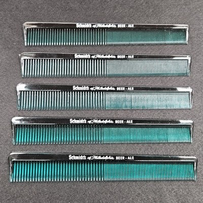 Vintage Schmidts Beer Advertising Philadelphia Ale Hair Comb Lot (5) Green NOS