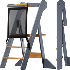 Foldable Toddler Standing Tower - Adjustable Height Folding Step Stool Kids Todd