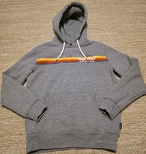 Gray Superdry Vintage Logo Cali Stripe Hoodie Men's Size Medium Santa Monica CA