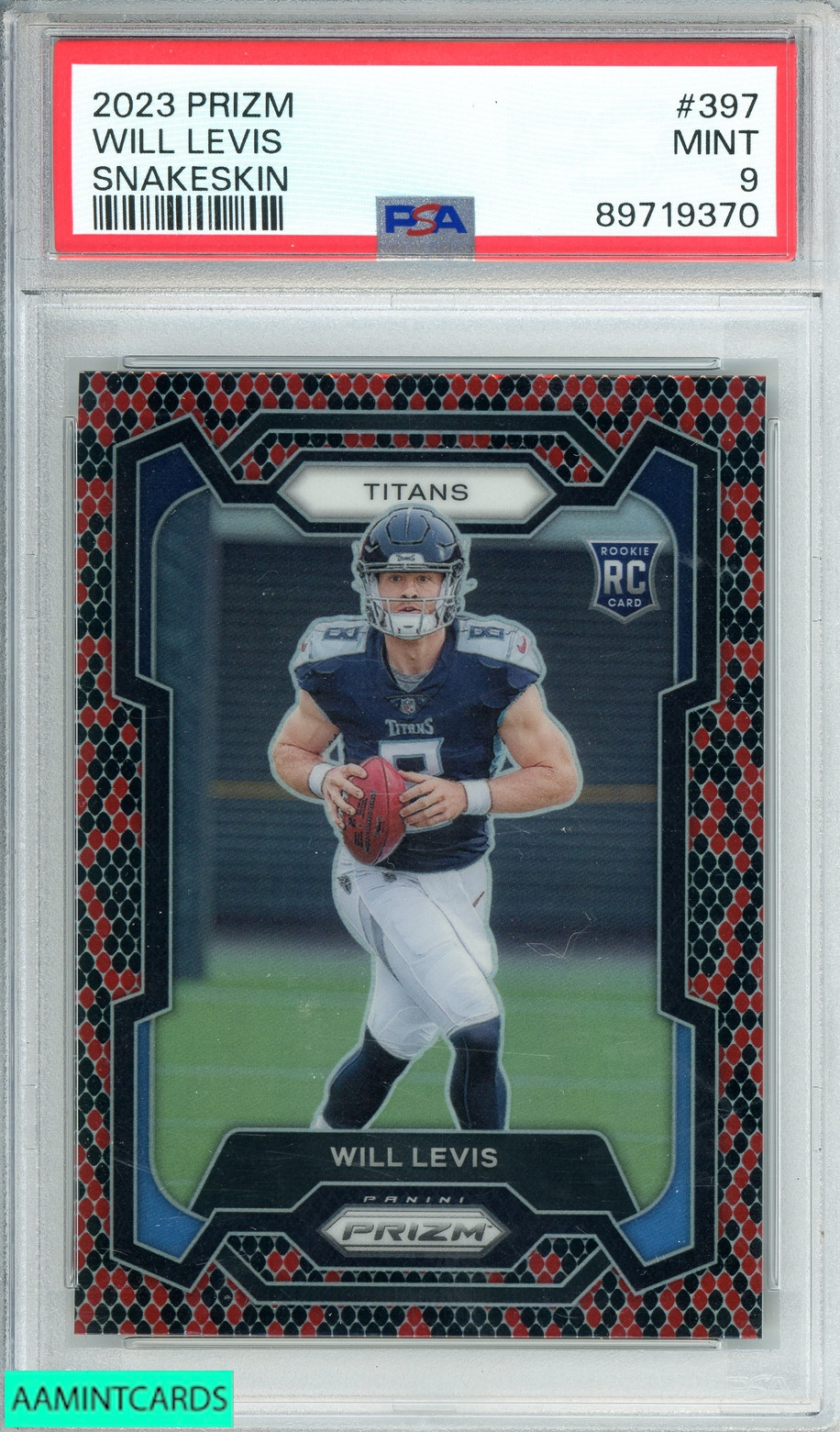 2023 PANINI PRIZM WILL LEVIS #397 SNAKESKIN PRIZM ROOKIE  PSA 9 MINT