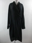 Women's XL Flax Black 100% Linen Side Tie Lagenlook Wrap Dress Robe Smock Long