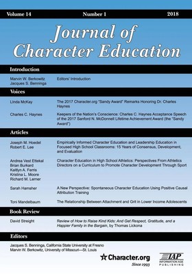 Journal of Character Education Vol 14 Issue 1 2018 Jacques S. Benninga (u. a.)