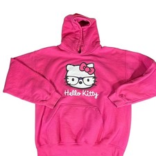 Hello Kitty Pink Long Sleeve Graphic Front Pocket No Drawstring Hood Hoodie M