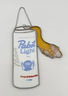 Vintage Pabst Light Beer Can Hanging Sign Advertising Stained Glass Bar Man Cave