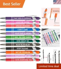 12-Piece Sarcastic Ballpoint Pen Set with Touchscreen Stylus & Funny Quotes