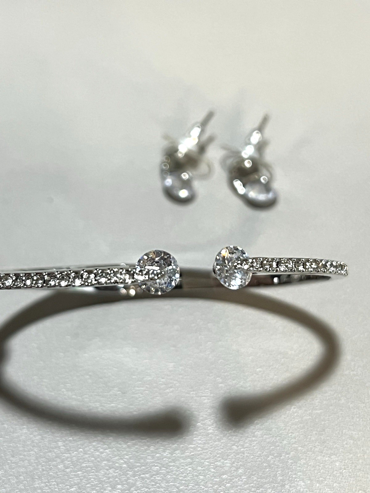 Givenchy Floating Crystal Hinged Cuff Bracelet Si… - image 6