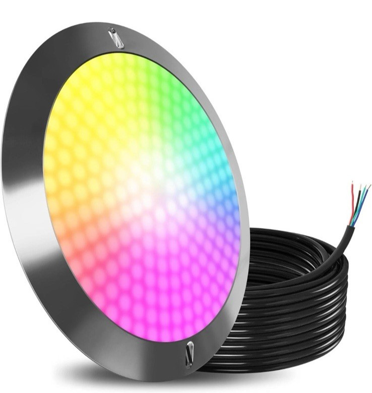GOLDLIFE P6 10Inch Large RGB LED Pool Light with 50ft Cable (Chrome)
