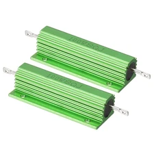 100W 8 Ohm Aluminum Shell Resistor, 2 Pack Aluminum Housing Resistor, Green