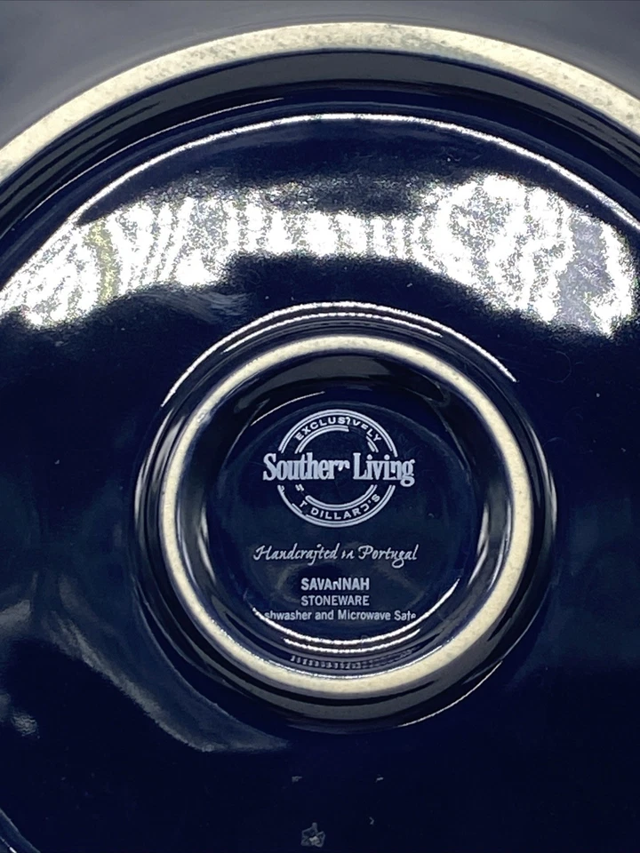 Set of 4 Southern Living Navy Blue Plates- Exclusively Dillards Made In Portugal - Image 3 of 4