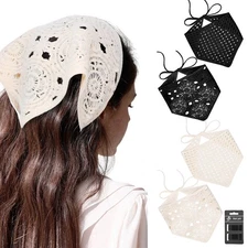 obeoby 4 PCS Crochet Bandanas Headscarf Women Hair Scarf Headband for Girls w...