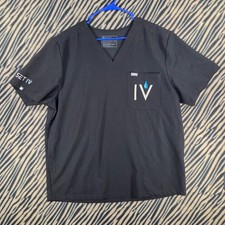 FIGS Technical Collection Scrub Top XXL Black V-Neck IV Graphic Medical Shirt