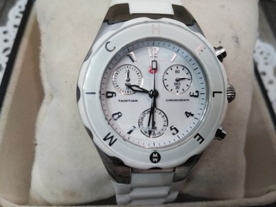 Michele Tahitian Chronograph White Silicone Strap Watch MWW12D000001 Stainless Michele Tahitian Jelly Bean White Rubber Ladies Watch  main image 4