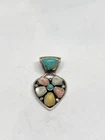BARSE MULTI GEMSTONE STERLING SILVER DESIGNER PENDANT STAMPED 14.3g 925
