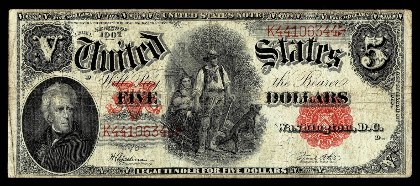 1907 $5 LARGE SIZE~LEGAL TENDER NOTE~~VERY FINE
