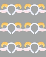 Plush Goat Ear Headbands Costume Party Dress Up White Yellow 6 Pack Set