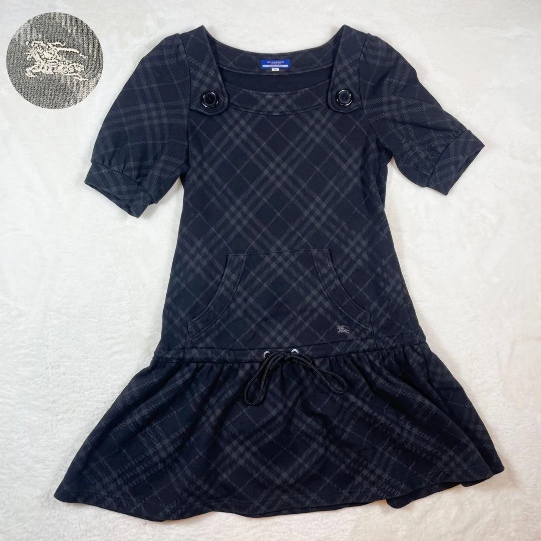 Burberry Blue Label Mini Abito Nova Check Cotone Nero 38 M (US:S) 045427d