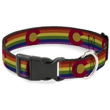 Plastic Clip Collar Colorado Flags2 Pride Vintage Large 15-24"
