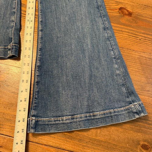 Pantalones de mezclilla acampanados American Eagle súper altos para mujer 14 bolsillos largos súper elásticos - Imagen 2 de 8