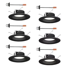 5In. / 6 In. Integrated LED Black round Baffle Recessed Light Retrofit Trim Sele