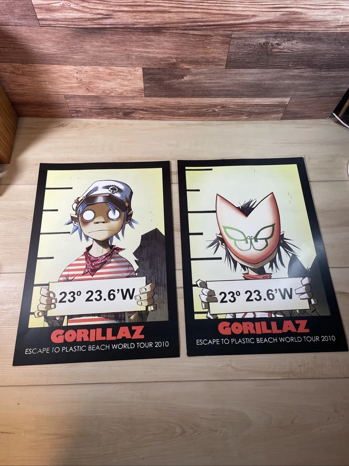 Juego de póster oficial The Gorillaz Escape To Plastic Beach World Tour 2010 Foto 2 de 4