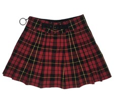 Betsey Johnson RARE VINTAGE Y2K Red Plaid Pleated Fully Lined Mini Skirt Sz: 6