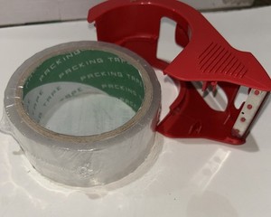 Clear Packing Tape Roll & Plastic Handheld Dispenser For Sealing Boxes Shipping