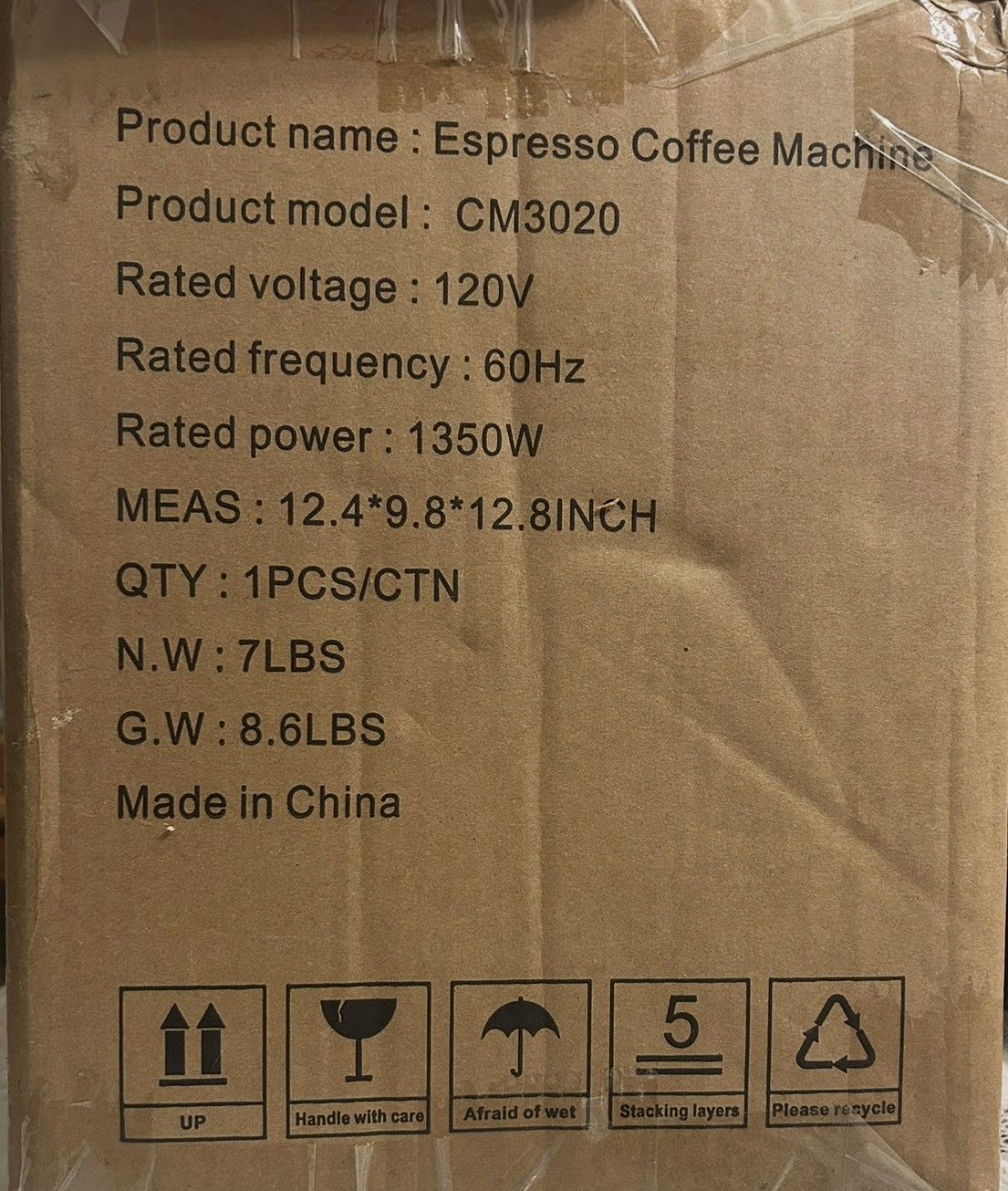 Espresso Machine Gauge Milk Frother Steam Model CM3020 silver&black  