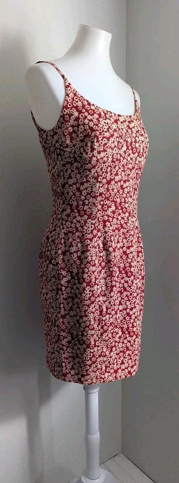 NOS Vintage 90s Ann Taylor Slip Dress  Red Floral Strappy Sundress 6 Classic NWT - Image 2 of 4