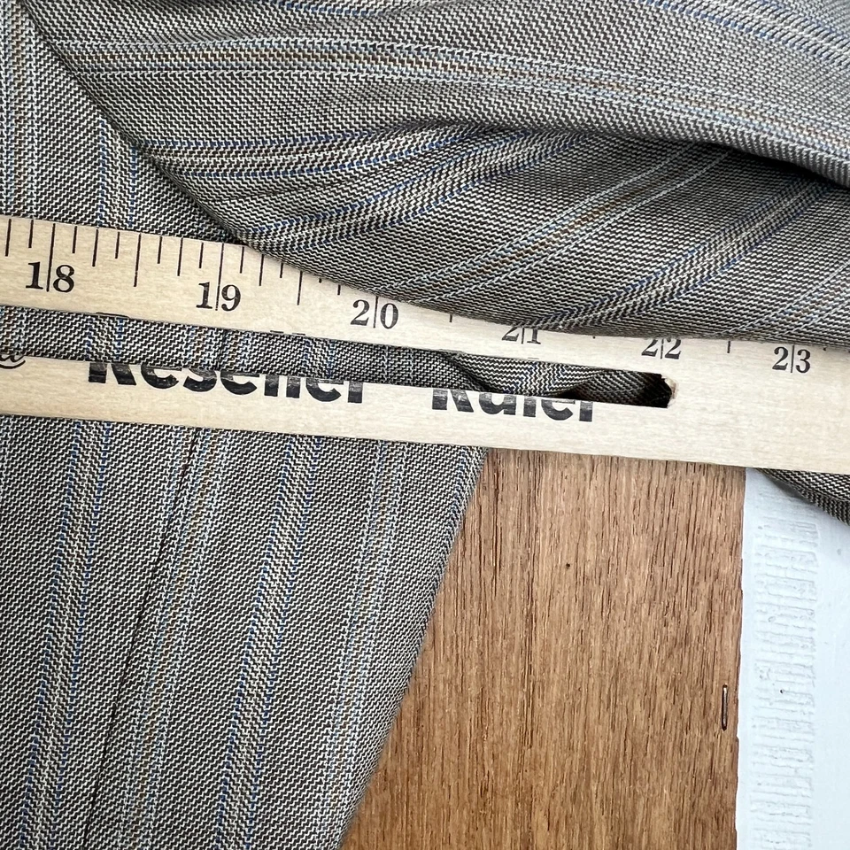 Traje Bachrach Para Hombres 40L Tostado Rayas 3 Botones 100% Lana Lona Pantalones 32x30 Planos Foto 4 de 4