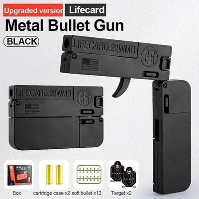 NEW 2024 Upgraded Lifecard Alloy Folding Gun Toy Soft Bullet Blaster Shooting