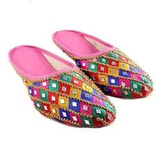 Multicolor Punjabi Jutti Bridal Shoes Traditional Embroidered Handmade Womens