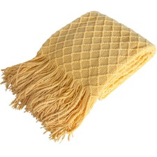 Multi-colors Knitted Throw Blanket with Tassel Home Decor 51 x 67 inch