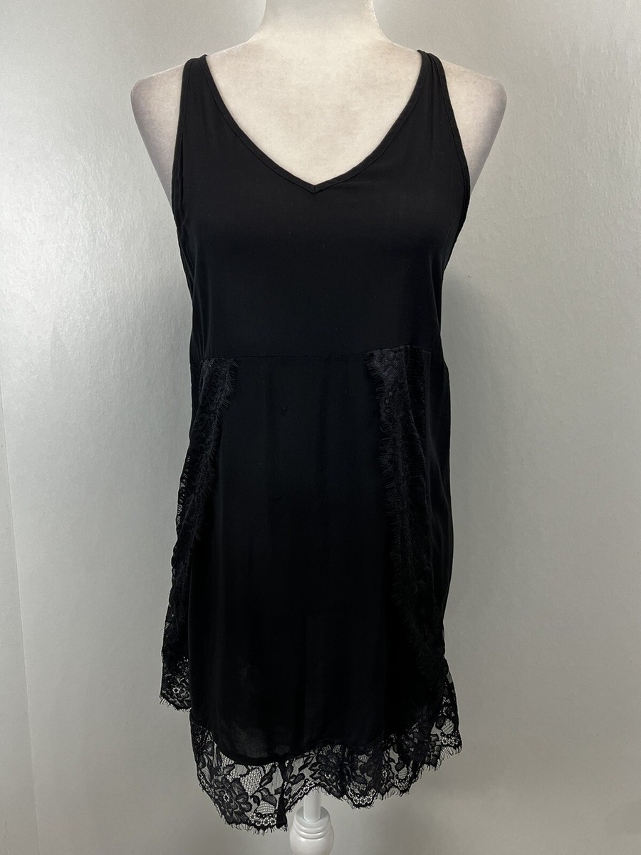 Free People Intimately Yours Eyelash Lace Trim Dress Sz XS GUC Black  Sleeveless | eBay