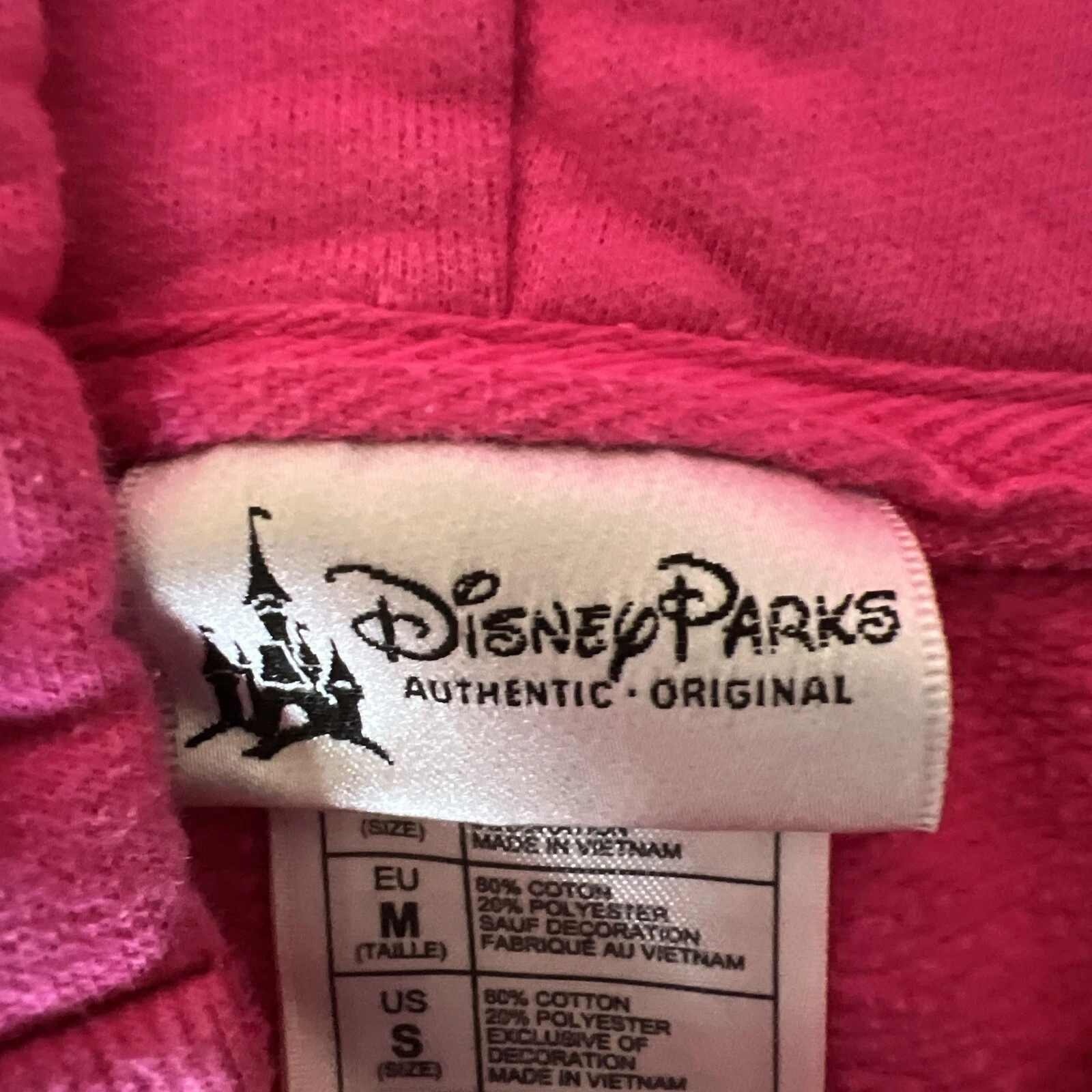 VETEMENTS Felpa con cappuccio Disney Parks donna taglia S rosa ricamata