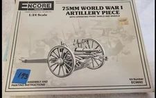 Encore 75MM ARTILLERY PIECE, PLASTIC Model Kit, SCALE: 1/24, Vintage