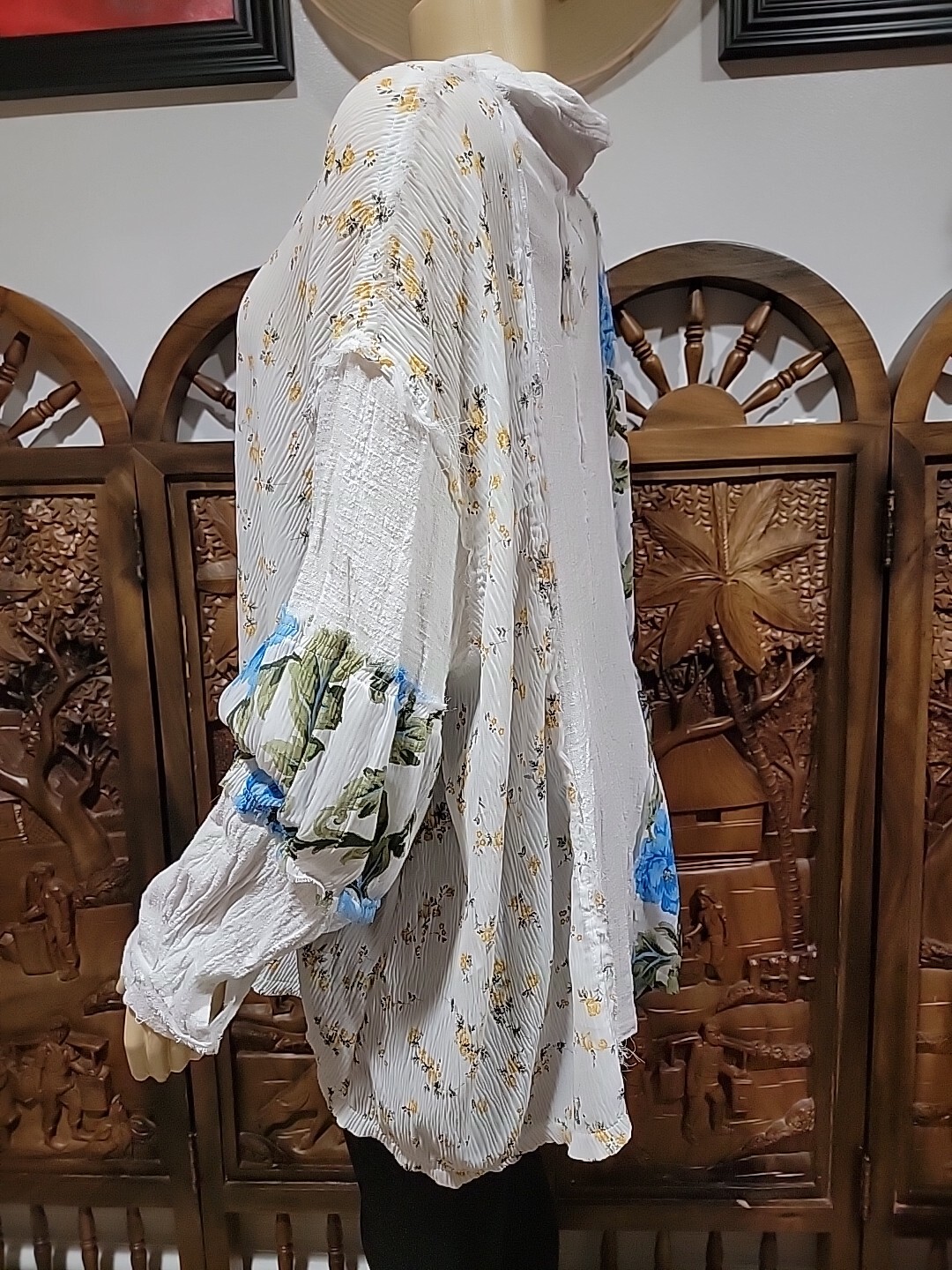 POL Oversized Patchwork Raw Edge Mixed Patterns B… - image 7